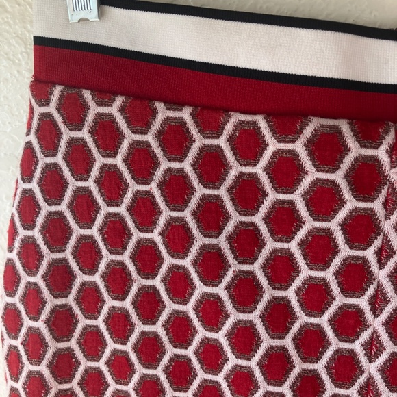GP&J BAKER X H&M Red White Black Metallic Honeycomb Pattern Mini Skirt women's S - Picture 11 of 16
